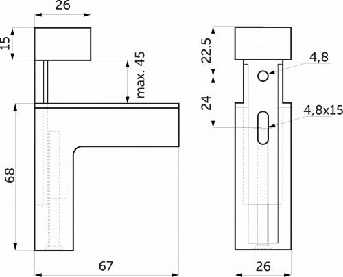 Полкодержатель декоративный мет. GS04, хром AKS_2