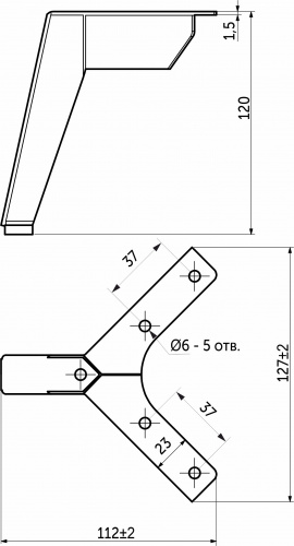 Опора меб. мет. TRIADA h120 угловая браш.золото AKS_2