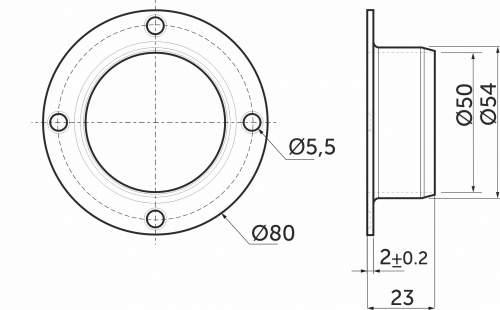 Крепление (розетка) трубы d50, хром AKS_2