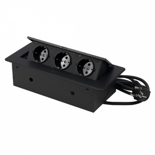 Выдвижной удлинитель Nova, 3 розетки, черный, AKS_1