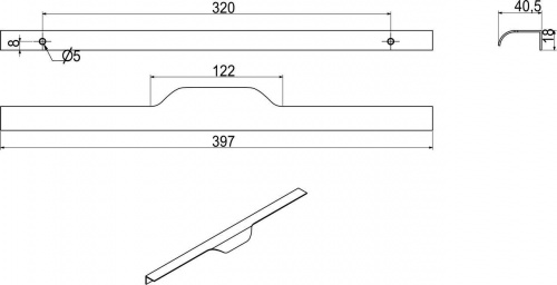 Ручка меб. накладная алюм. LINEA 320/397 алюминий, AKS_2