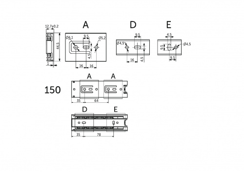 Направляющая шариковая L-150 h=45 PRIME by AKS A_2