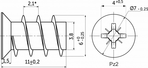 Шуруп EURO ES 6,0*11,5 (уп/1тыс.шт), AKS_2