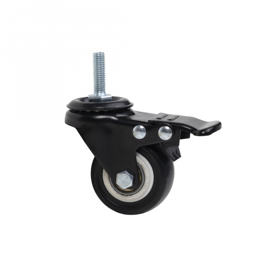 Колесо меб. DIAMOND d50 h72 с винтом М8 с торм., черный AKS_3