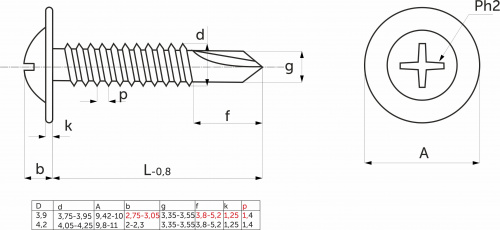 Саморез с прессшайбой сверло 4,2*16 (уп/1тыс.шт) AKS_2