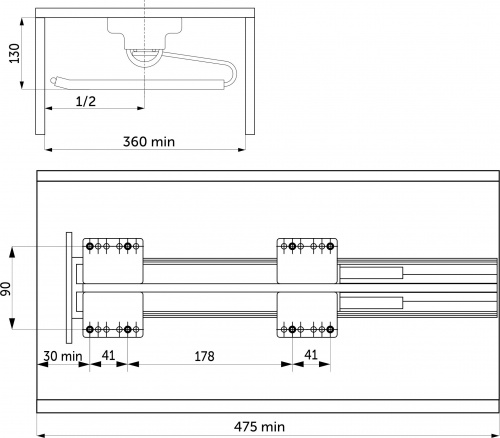 Выдвижная вешалка для брюк BRUNO крепл.верх./правое 340*470*130, графит PRIME by AKS_2