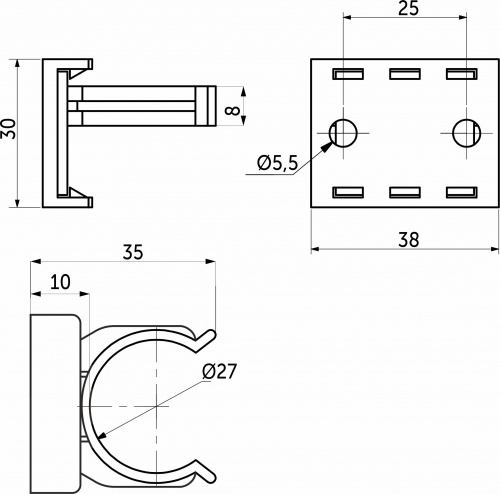 Крепление опоры кухонной пласт. (клипса+подклипсник), черный LEBA_2