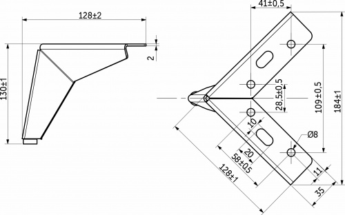 Опора меб. мет. HELLY h130 угловая черный матовый AKS_2