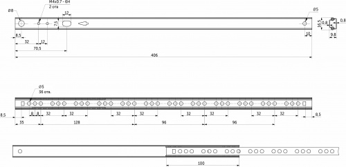 Направляющая шариковая L-406 h=17 AKS A_2