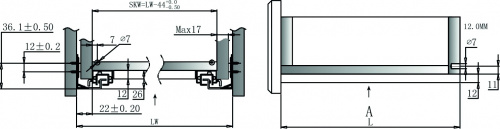 Направляющая скрытого монтажа L-350 с доводчиком ДСП до16mm с замками полное выдвижение_2