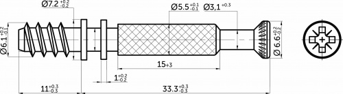 Шток эксцентрика 7*34/6*11 цельнометаллический (уп/1тыс.шт) AKS_2