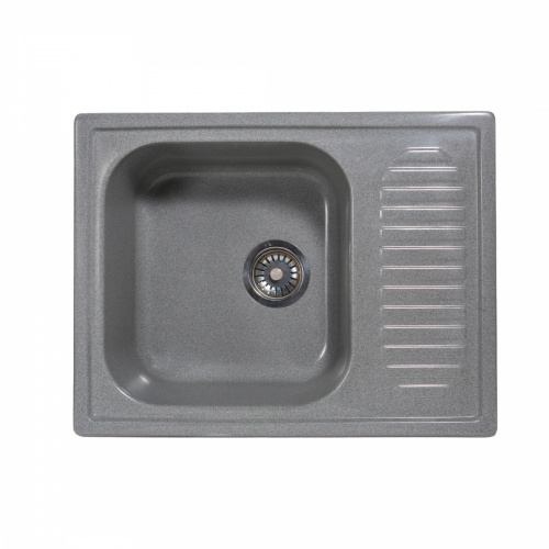 Мойка каменная, прямоугольная одночашевая, S-11, 640*490мм, темно-серый, врезная, Sim Gran _1