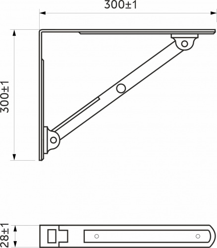Полкодержатель складной Модель 3, 300 белый AKS_2