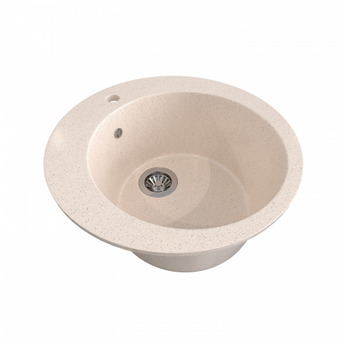 Мойка каменная, круглая одночашевая, GS-20, d495 мм, беж, врезная, Gamma Stone_1
