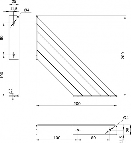 Полкодержатель мет. GRATE 200*200*2.3 черный (1 упак. = 2 шт.) AKS_2