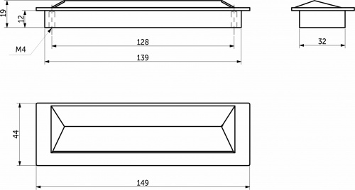 Ручка меб. врезная мет. TIARA 128 брашированное золото, AKS_2