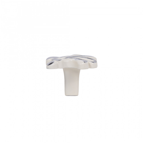 Ручка меб. кнопка мет. MILK серебро белый, AKS_3