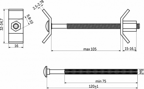 Стяжка для столешниц L-120 (уп/200шт) AKS_2