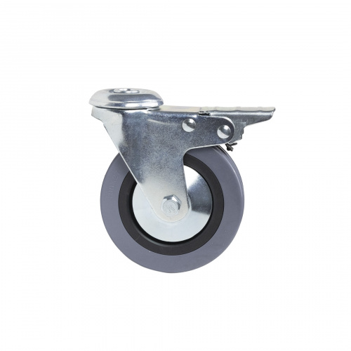 Колесо меб. TECH d100 h128 под винт М10 с торм., серый AKS_3