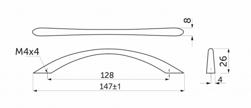 Ручка меб. скоба мет. UP81 128 мат. хром, АKS_2