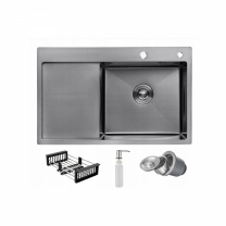 Мойка н/сталь, прямоугольная одночашевая, 780*490мм, графит, мойка справа, врезн на/вровень столешнице, AKS (3,2мм) фотография