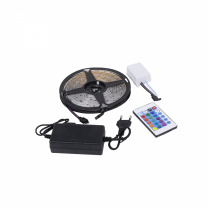 Лента светодиодная RGB влагостойкая - 4,8W/m, 12V, 10мм, 5050, 54 д/м, IP65, цветная - 5м, + блок питания + контроллер, AKS фотография