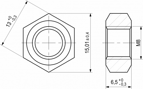 Гайка шестигранная М8 белый цинк (1кг=225шт) AKS_2