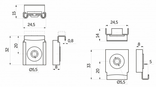 Крепление зеркала мет. (1 компл. = 2 фиксатора + 2 крепления) AKS_2