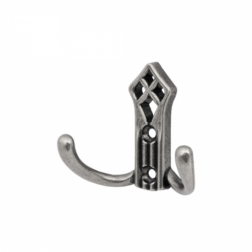 Крючок меб. двухрожковый мет. PALAZZO античное серебро AKS_1