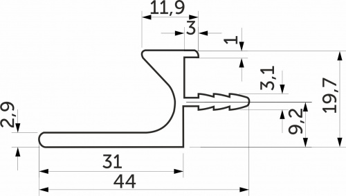 Ручка-профиль алюм. врезная L-образная, 3.5м, белый матовый AKS_2