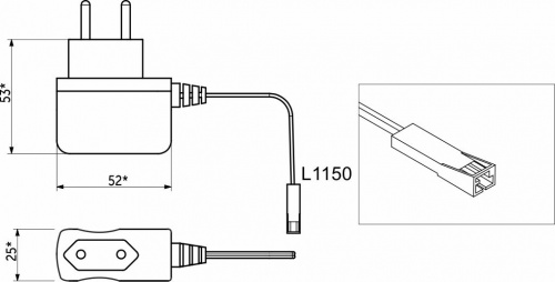 Блок питания Wall 6W/12V розеточный с миниконнектором, AKS_2