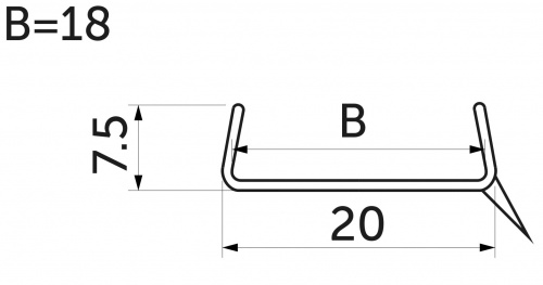 Профиль цоколя уплотнительный ПВХ 18мм (3,0м=1шт), бесцветный,T, РП _2