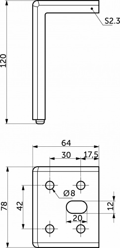 Опора меб. мет. WALL h120 матовое золото AKS_2