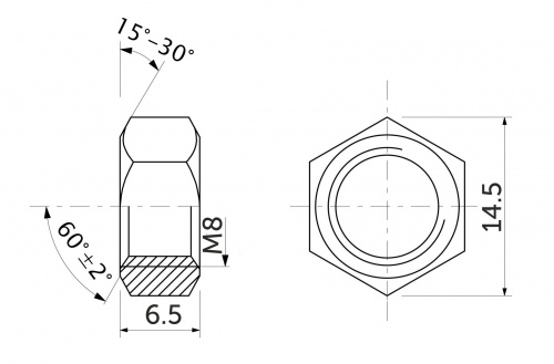 Гайка шестигранная М8 белый цинк (уп/20шт) AKS_2