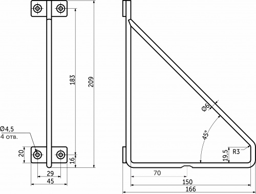 Полкодержатель мет. FANTOM 166*209 черный AKS_2
