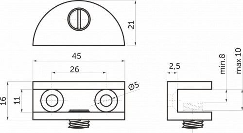 Полкодержатель для стекла мет. WP2710, хром (1 упак. = 2 шт.) AKS_2