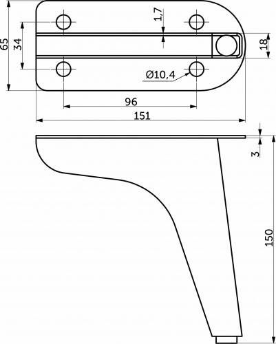 Опора меб. мет. STRONG h150 черный матовый AKS_2