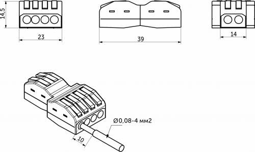 Соединитель электрический, клеммный, PCT-623, на две/шесть линий, проходной, быстрозажимной, GS_2