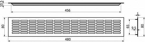 Решетка вентиляционная 480х80мм инокс алюминий AKS (тип 2)_2