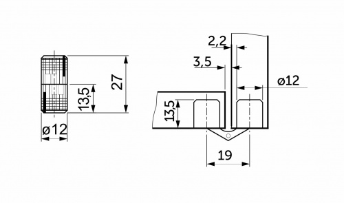 Петля цилиндрическая d12мм золото AKS_2
