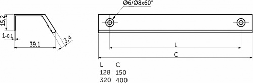 Ручка меб. накладная алюм. GEOS 128/150 белый матовый, AKS_2
