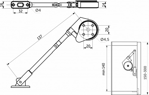 Подъемный механизм барный нижний AKS SMART LIFT черный мини_2