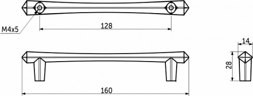 Ручка меб. скоба мет. MARGARITA 128 графит, AKS_2
