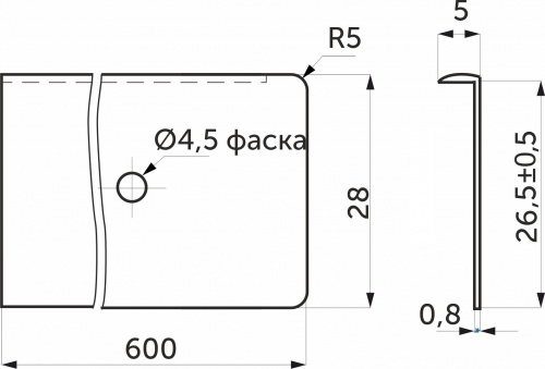 Планка торцевая к столешнице 26 СОЮЗ правая алюминий AKS_2
