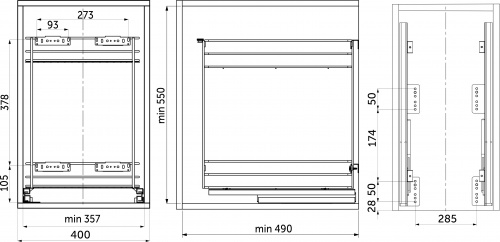 Выдвижная корзина-карго 400 NORWIG крепл.нижнее, хром AKS_2
