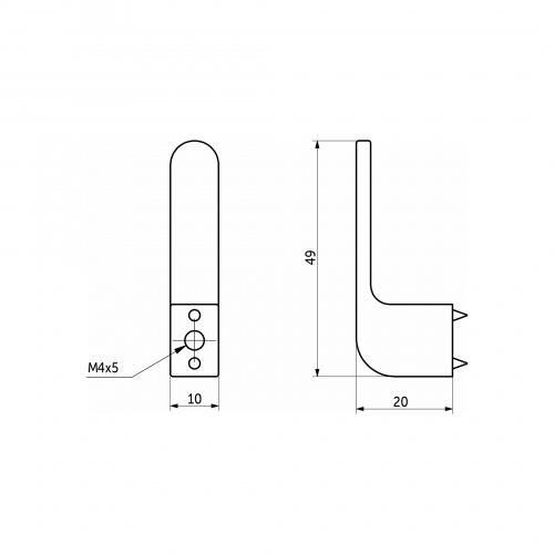 Крючок меб. однорожковый мет. START белый AKS_7