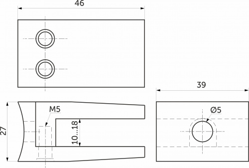 Держатель стекло/плита к трубе d50 (950), хром AKS_2