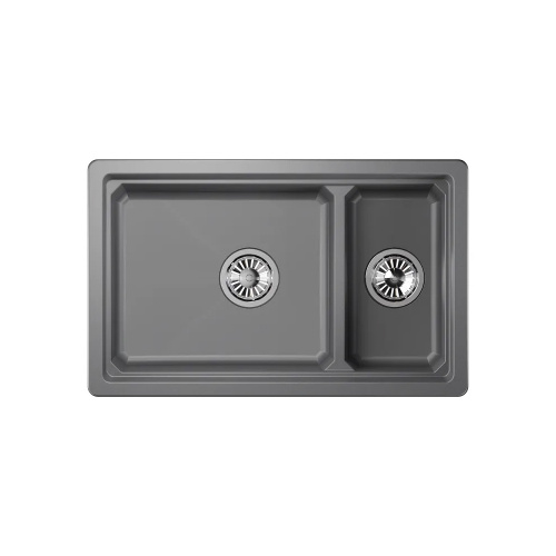 Мойка кварц, прямоугольная двухчашевая, KS-7304U, 730*450мм, алюминиум, под столешницу, Granula_3