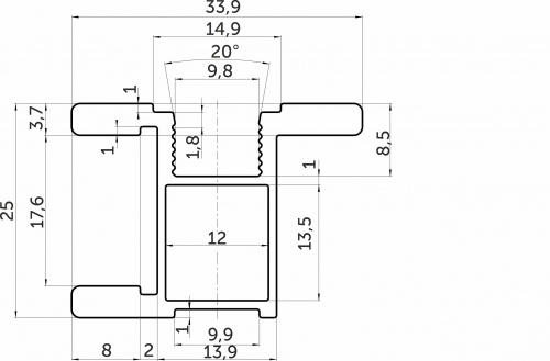 Профиль алюминиевый SENATOR серебро вертик. Н-образный L-5300 мм АЛЮТЕХ мини_2