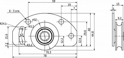 Ролик FAST для раздвижных дверей нижний AKS 50 кг_2